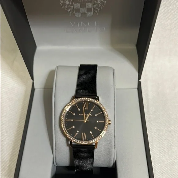 Vince Camuto Black and Rose Gold Analog Watch - Picture 2 of 6